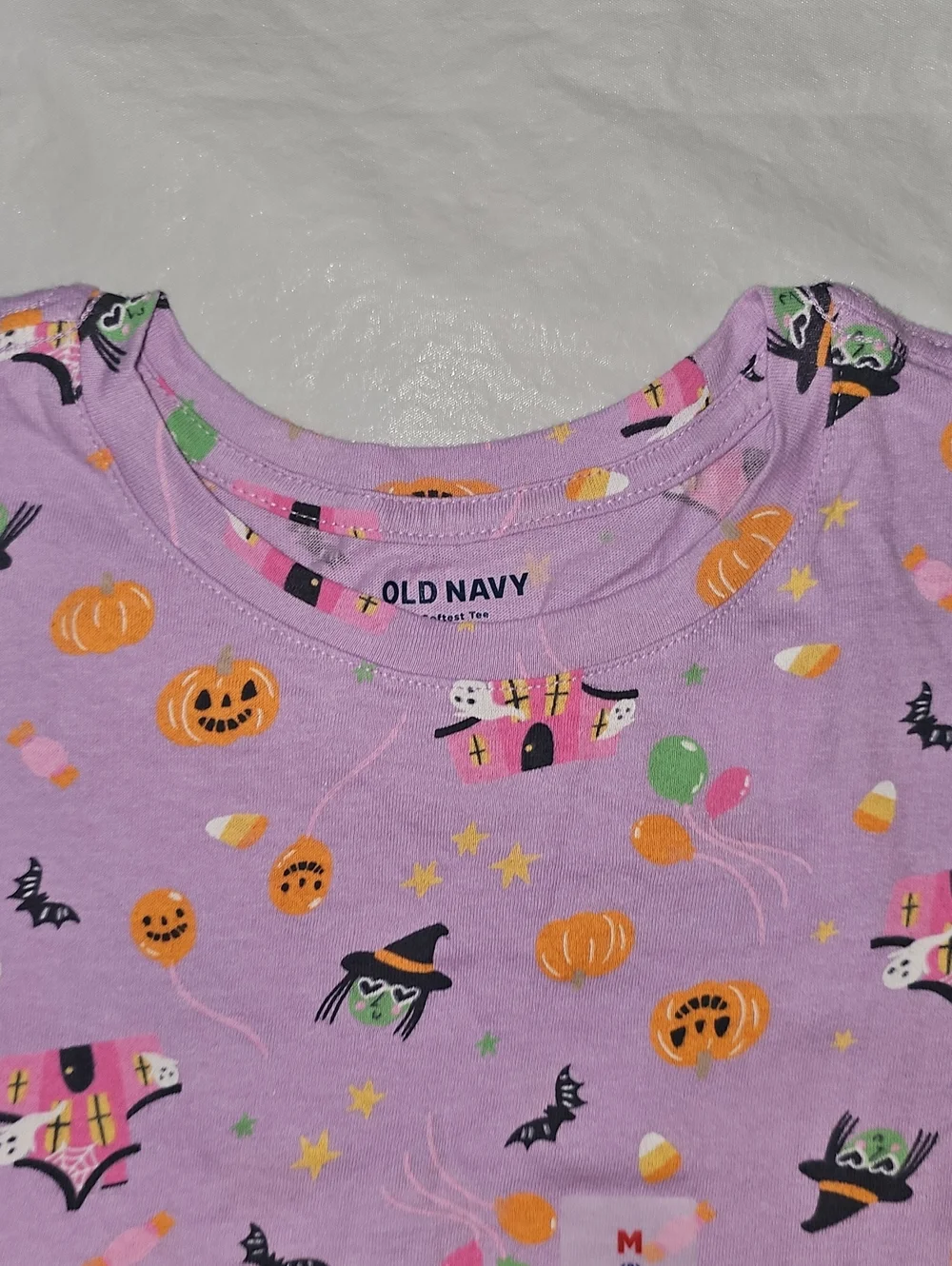 Old Navy Printed Softest Short-Sleeve T-Shirt Girl Medium 8 Halloween Themed New